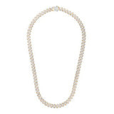 14k Two Tone Gold Miami Cuban Chain Necklace with White Pave thumbnail 2