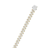 14k Two Tone Gold Miami Cuban Chain Necklace with White Pave thumbnail 3