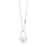 925 sterling silver heart padlock necklace with rhodium plated finish thumbnail 1