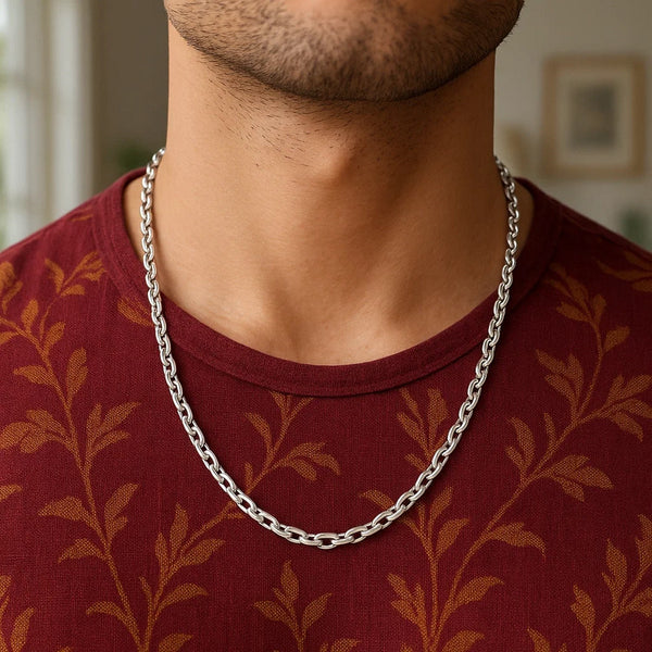 14k White Gold French Cable Link Chain (4.80 mm)