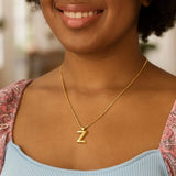14K Yellow Gold Helium Initial Z Pendant thumbnail 4