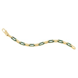 14k Yellow Gold Malachite Paperclip Gem Link Bracelet (7.00 mm) thumbnail 2