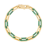 14k Yellow Gold Malachite Paperclip Gem Link Bracelet (7.00 mm) thumbnail 3