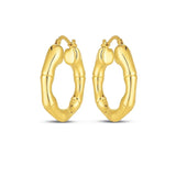 14k Yellow Gold Medium Bamboo Hoop Earrings thumbnail 2