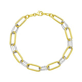 14K Two Tone Gold Diamante Paperclip Bracelet (6.20 mm) thumbnail 1