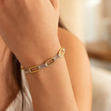 14K Two Tone Gold Diamante Paperclip Bracelet (6.20 mm) thumbnail 2