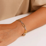 14K Two Tone Gold Diamante Paperclip Bracelet (6.20 mm) thumbnail 3