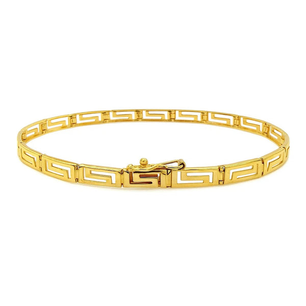 14k Yellow Gold Greek Fret Design Fancy Bracelet (3.30 mm)