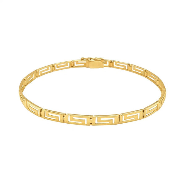 14k Yellow Gold Greek Fret Design Fancy Bracelet (3.30 mm)
