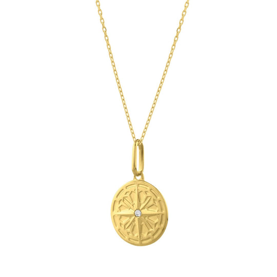 14K yellow gold North Star talisman pendant necklace with soldered bail
