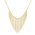 14K yellow gold graduated fringe necklace with draping linked strands