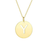 14K Yellow Gold Disc Initial Y Pendant thumbnail 1