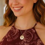 14K Yellow Gold Disc Initial Y Pendant thumbnail 2