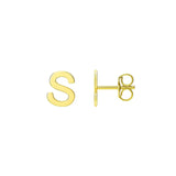 14K Yellow Gold Yours Truly Initial S Stud Earrings thumbnail 1