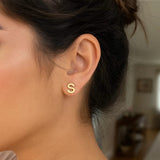 14K Yellow Gold Yours Truly Initial S Stud Earrings thumbnail 2