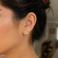 14K Yellow Gold Yours Truly Initial S Stud Earrings
