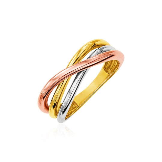 14K tri-color gold twist style ring with 2.50 mm woven band