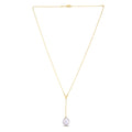 14K yellow gold lariat necklace with pear-shaped pearl drop