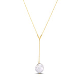14k Yellow Gold Tesoro Pearl Lariat Necklace thumbnail 2