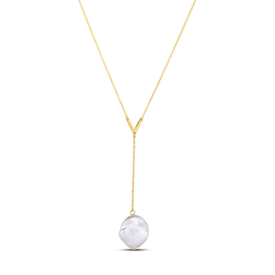 14k Yellow Gold Tesoro Pearl Lariat Necklace