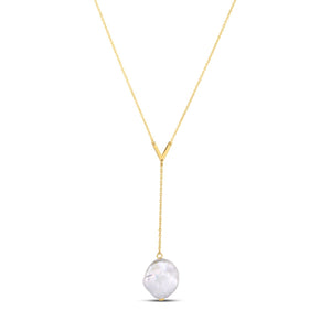 14k Yellow Gold Tesoro Pearl Lariat Necklace