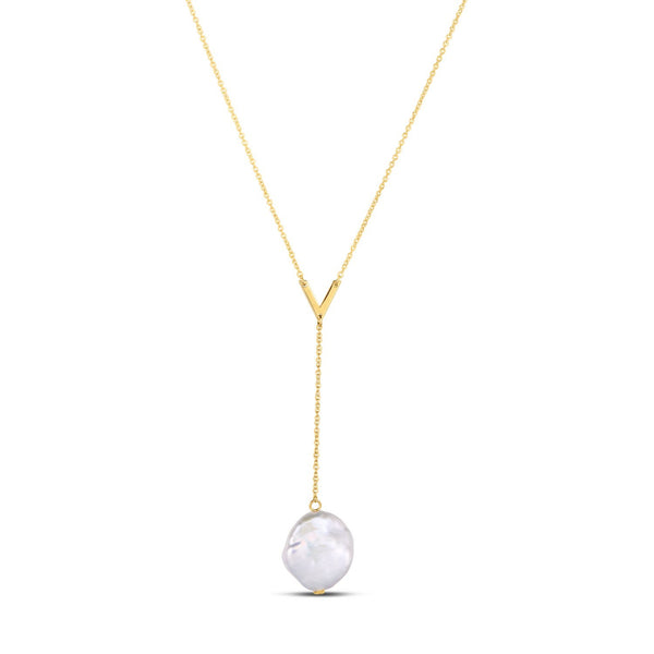 14k Yellow Gold Tesoro Pearl Lariat Necklace