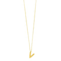 14K yellow gold initial V pendant with polished solid letter form