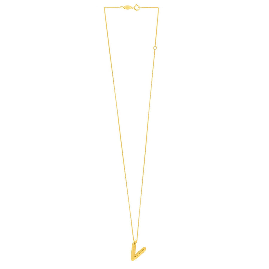 14K Yellow Gold Helium Initial V Pendant
