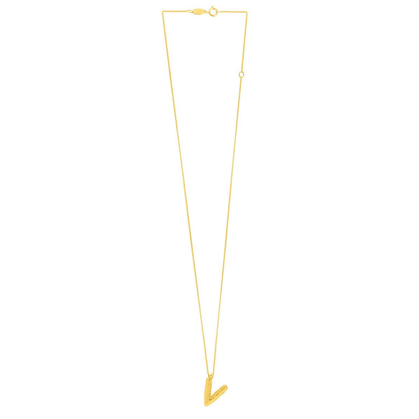 14K Yellow Gold Helium Initial V Pendant