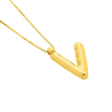 14K Yellow Gold Helium Initial V Pendant thumbnail 3