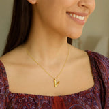 14K Yellow Gold Helium Initial V Pendant thumbnail 4