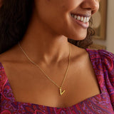 14K Yellow Gold Helium Initial V Pendant thumbnail 5