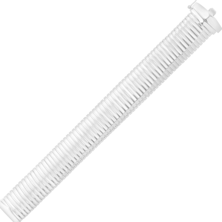 Sterling Silver Rhodium Plated Extra Thick Tubogas Bracelet (18.00 mm)
