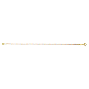 10K Yellow Gold Tricolor Diamond Cut Bead Bracelet