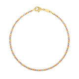 10K Yellow Gold Tricolor Diamond Cut Bead Bracelet thumbnail 3