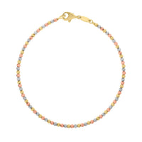 10K Yellow Gold Tricolor Diamond Cut Bead Bracelet