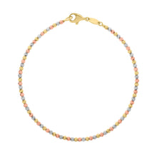 10K Yellow Gold Tricolor Diamond Cut Bead Bracelet