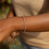 10K Yellow Gold Tricolor Diamond Cut Bead Bracelet thumbnail 4