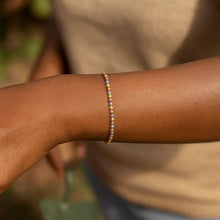 10K Yellow Gold Tricolor Diamond Cut Bead Bracelet