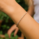 10K Yellow Gold Tricolor Diamond Cut Bead Bracelet thumbnail 5