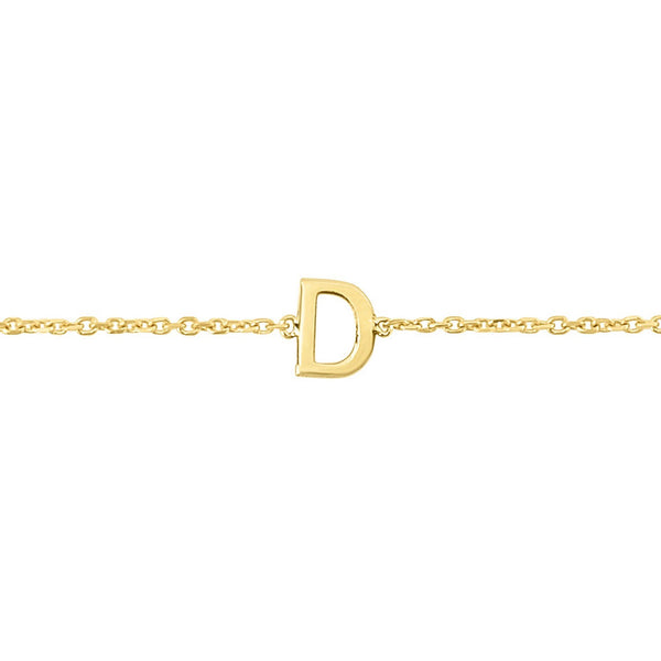 14K Yellow Gold Mini Initial D Bracelet