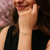 14K Yellow Gold Mini Initial D Bracelet thumbnail 5