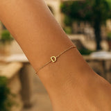 14K Yellow Gold Mini Initial D Bracelet thumbnail 6