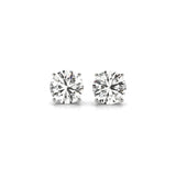 14K white gold stud earrings with 2 round diamond stones thumbnail 1