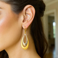 14k Two-Tone Gold Graduated Open Double Teardrop Earrings