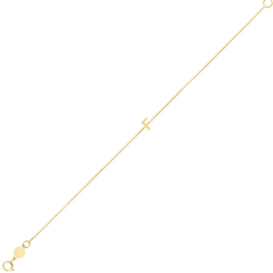 14K Yellow Gold Mini Initial F Bracelet
