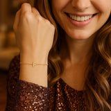 14K Yellow Gold Mini Initial F Bracelet thumbnail 3
