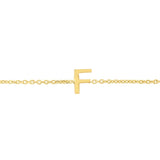 14K Yellow Gold Mini Initial F Bracelet thumbnail 4