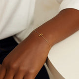 14K Yellow Gold Mini Initial F Bracelet thumbnail 7