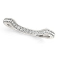 14K white gold ring with round diamond stones in a curved pave band